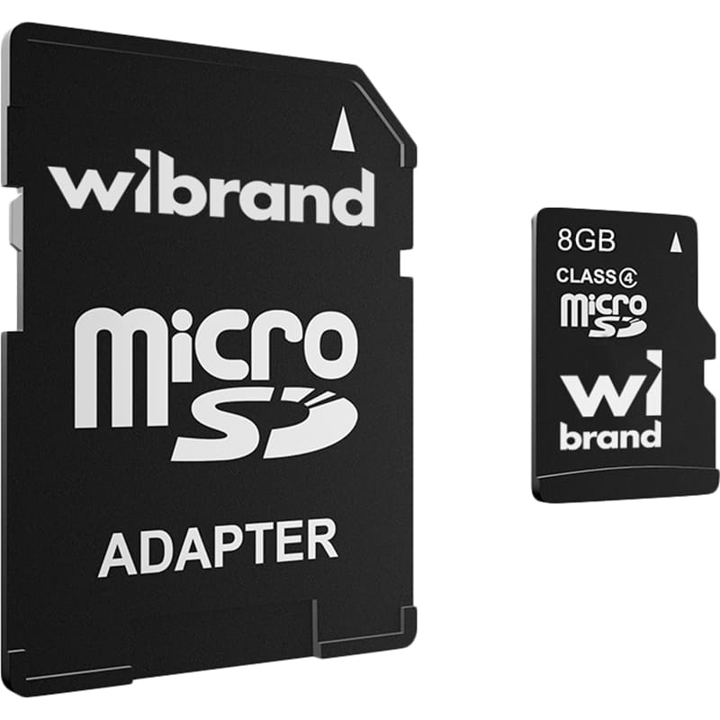 Карта пам'яті WIBRAND micro-SDHC 8GB Class 4 + SD adapter (WICDC4/8GB-A)