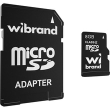 Карта пам'яті WIBRAND micro-SDHC 8GB Class 4 + SD adapter (WICDC4/8GB-A)