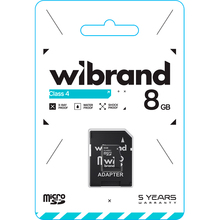 Карта пам'яті WIBRAND micro-SDHC 8GB Class 4 + SD adapter (WICDC4/8GB-A)