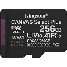 Карта пам'яті KINGSTON microSDXC 256GB Canvas Select Plus Gen3 Class 10 UHS-I U1 V10 A1 (SDCS3/256GBSP)
