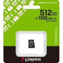 Карта памяти KINGSTON microSDXC 512Gb Canvas Select Plus Gen3 class 10 UHS-1 U3 А1 V30 (SDCS3/512GBSP)