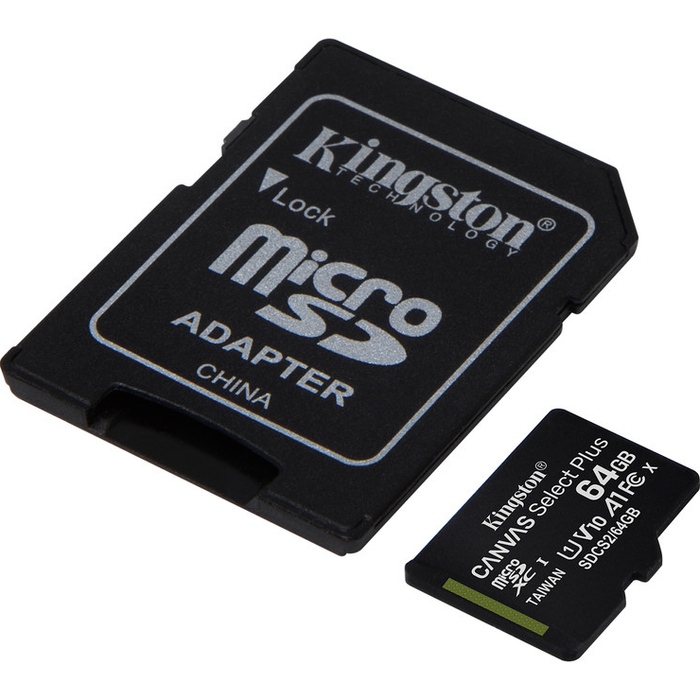 Карта памяти Kingston microSDXC 64Gb Canvas Select Plus Class 10 UHS-I U1 V10 A1 + SD-адаптер (SDCS3/64GB) Тип карты micro-SDXC