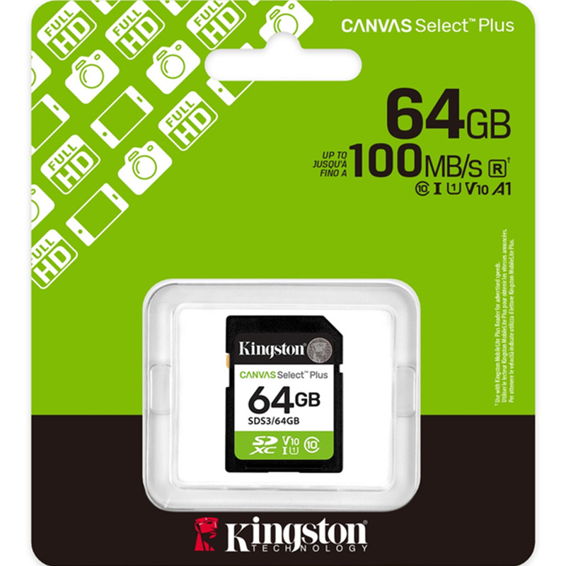 Фото Карта памяти KINGSTON SDXC 64GB UHS-I Class 10 Canvas Select Plus (SDS3/64GB)