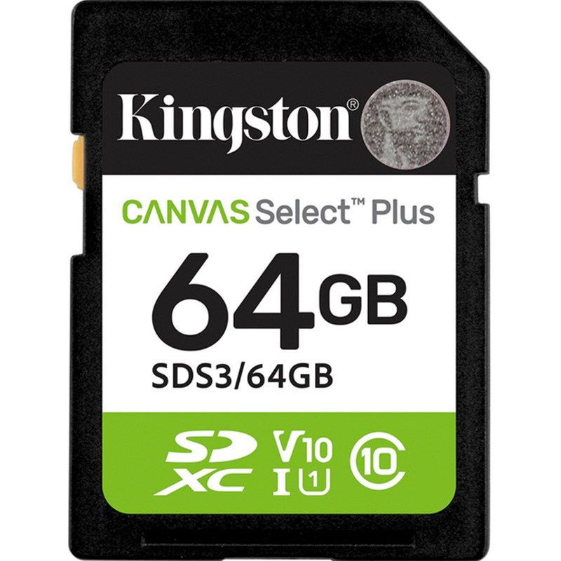 Карта памяти KINGSTON SDXC 64GB UHS-I Class 10 Canvas Select Plus (SDS3/64GB)