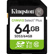 Карта памяти KINGSTON SDXC 64GB UHS-I Class 10 Canvas Select Plus (SDS3/64GB)