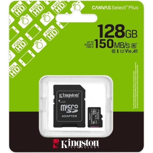 Карта памяти KINGSTON MicroSDXC 128Gb Canvas Select+Gen3 150MB/s A1 (SDCS3/128GB) Объём памяти 128 Гб
