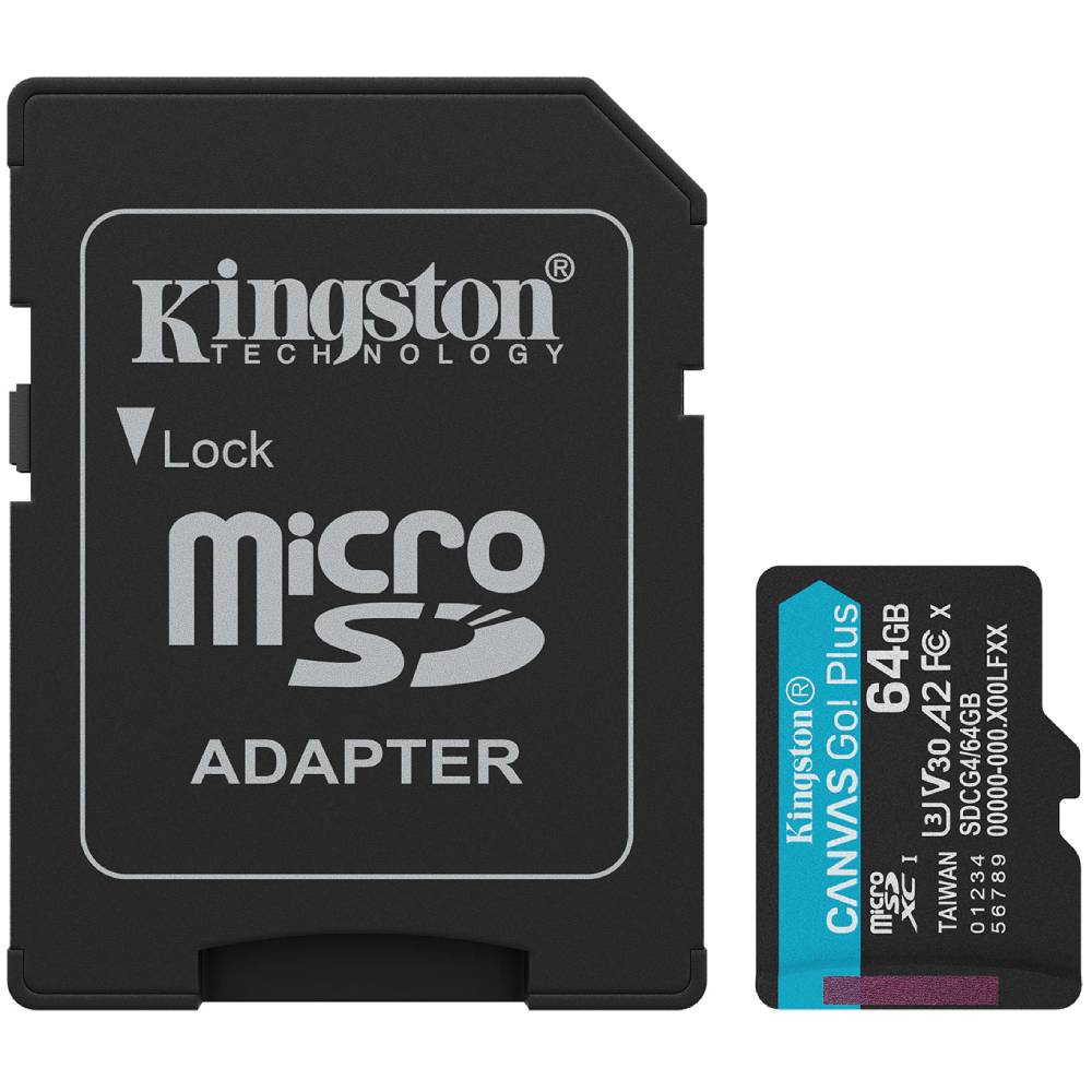 Карта памяти KINGSTON MicroSDXC 64GB Canvas Go! Plus Gen4 A2 U3 V30 Card (SDCG4/64GB)