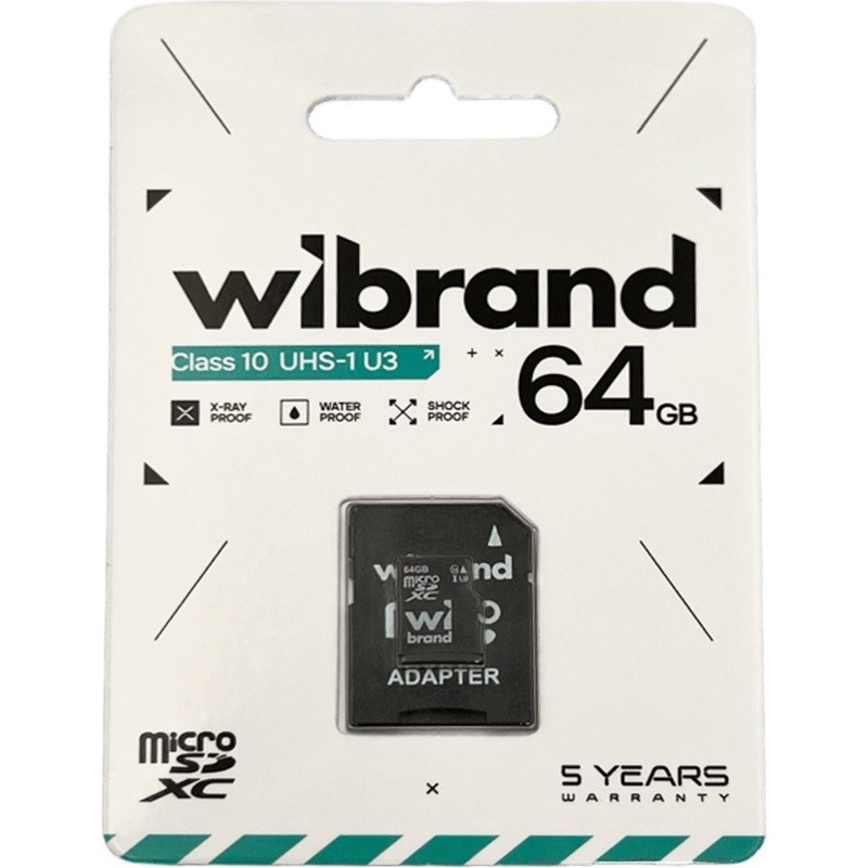Карта пам'яті WIBRAND micro-SDXC UHS-1 U3 64Gb (WICDXU3/64GB-A) Тип карти micro-SDXC