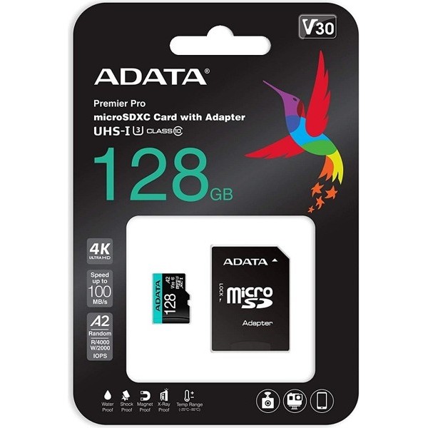Карта пам'яті A-DATA microSDXC 128GB Class 10/U3 (AUSDX128GUI3V30SA2-RA1) Об'єм пам'яті 128 Гб
