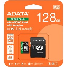 Карта пам'яті A-DATA microSDXC 128 GB Speed Plus Class 10/U3 (UD128GUI3V30A2SP-RA1)