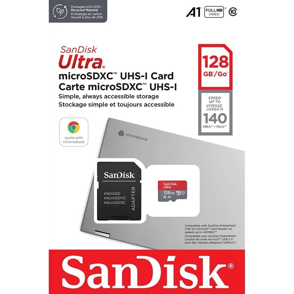 Карта памяти SANDISK microSDXC 120GB Ultra Class 10/U1 (SDSQUAB-128G-GN6IA) Скорость чтения 140