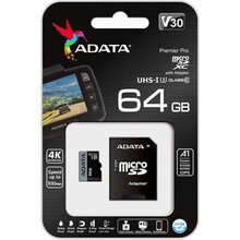 Карта пам'яті A-DATA microSDXC 64GB Premier Pro Class 10/U3 (AUSDX64GUI3V30SA2-RA1)