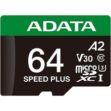 Карта пам'яті A-DATA microSDXC 64GB Speed Plus Class 10/U3 (UD64GUI3V30A2SP-RA1)