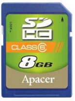 Карта пам'яті APACER SDHC 8 GB (CLASS 6)