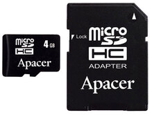 Карта пам'яті APACER microSDHC 4GB Class4 with SD adapter