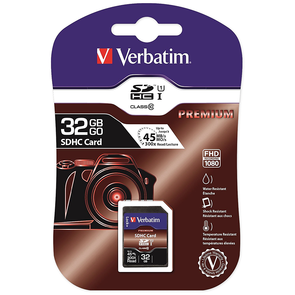 Карта памяти VERBATIM CARD SDHC 32Gb Class 10 (43963) Тип карты SDHC