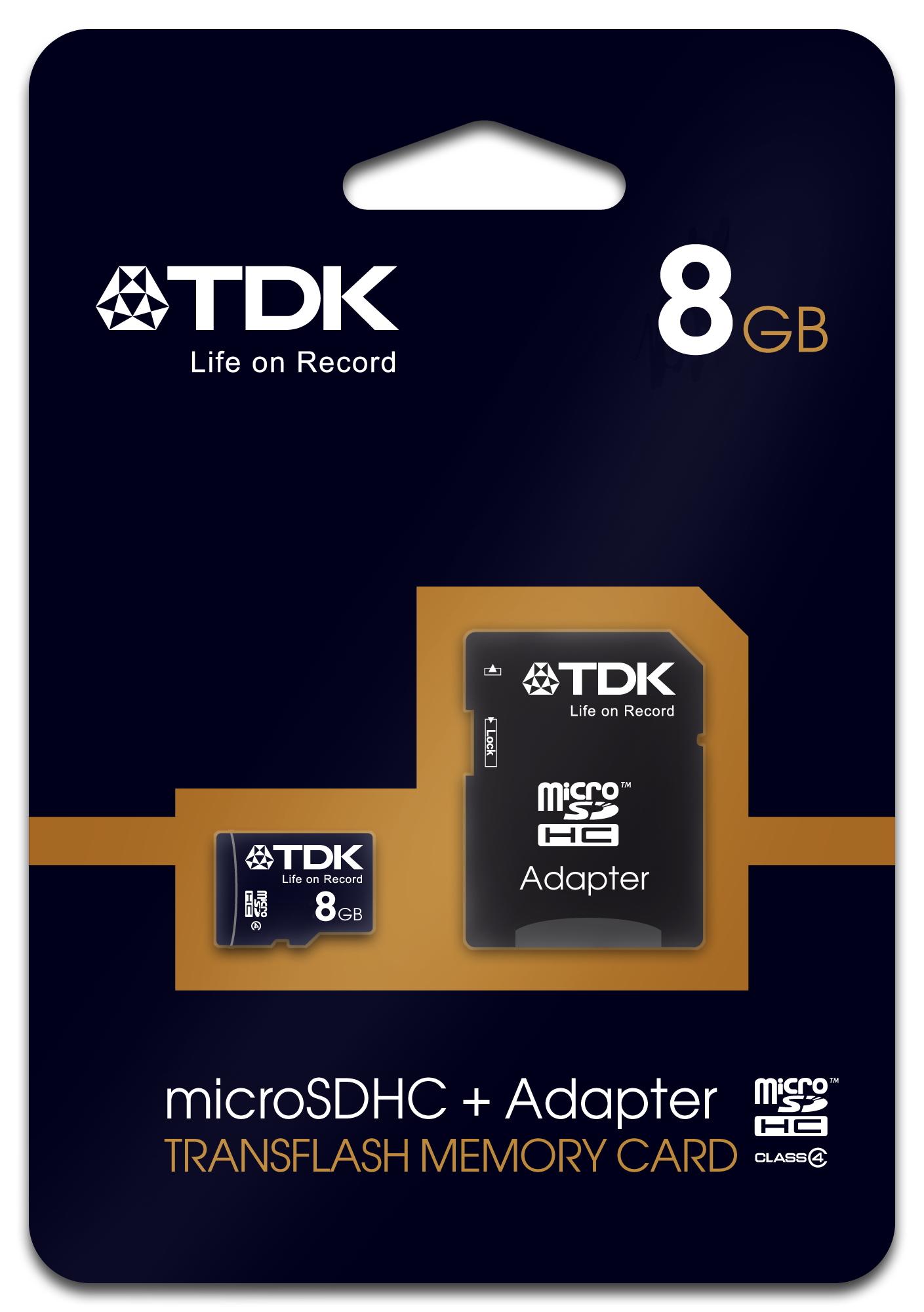 Карта памяти TDK CARD microSDHC 8Gb w/ SD adapter (class 4)