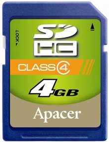 Карта пам'яті APACER SDHC 4GB CLASS 4