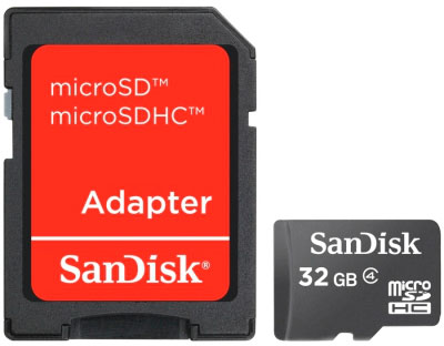 Карта памяти SANDISK microSDHC 32GB Class 4 (SDSDQM-032G-B35A)