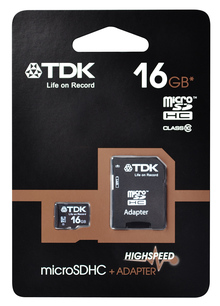 Карта памяти TDK CARD microSDHC 16Gb w/ SD adapter (class 10)