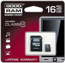 Карта памяти GOODRAM microSDHC 16GB Class 10 + adapter RETAIL 9