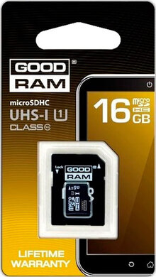 Карта пам'яті GOODRAM microSDHC 16GB Class 10 UHS I + adapter RETAIL 10