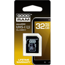 Карта пам'яті GOODRAM microSDHC 32GB Class 10 UHS I (SDU32GHCUHS1AGRR10)