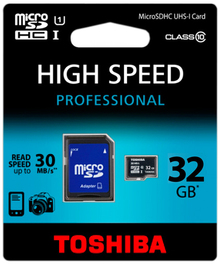 Карта памяти TOSHIBA microSDHC 32 GB Class 10 UHS-I + SD adapter