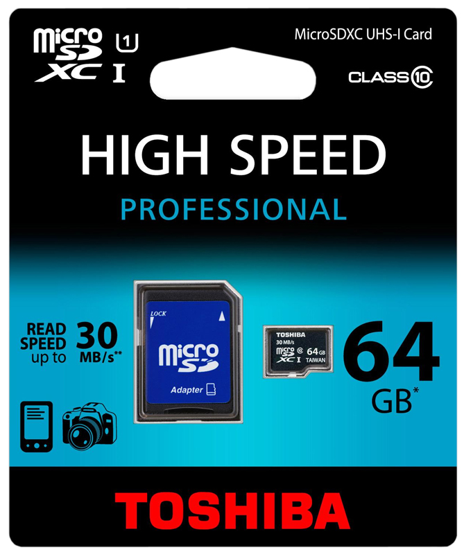 Карта пам'яті TOSHIBA microSDXC 64 GB Class 10 UHS-I + SD adapter