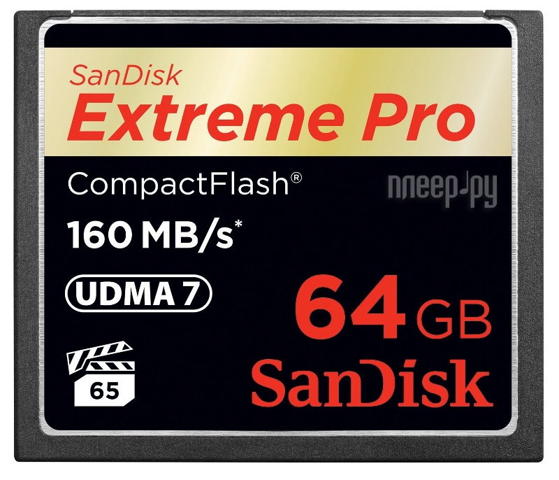 

Карта памяти SANDISK 64 Gb 1000x eXtreme Pro (SDCFXPS-064G-X46), CompactFlash 64 Gb Extreme Pro (R160, W150MB/s)