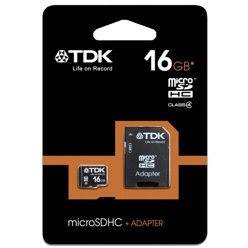 карта памяти TDK CARD microSDHC 16 GB Class 4 + SD adapter