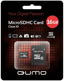 Карта памяти QUMO MicroSDHC 16GB Сlass 10 + SD adapter