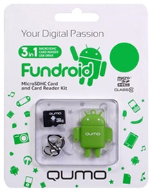 Карта пам'яті QUMO MicroSDHC 8GB Сlass10 USB Green card reader