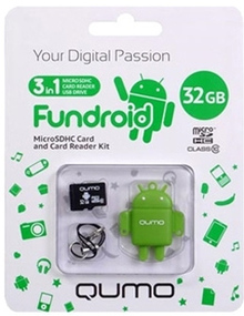 Карта памяти QUMO MicroSDHC 32GB Сlass10 USB card reader Green