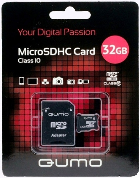 Карта памяти QUMO MicroSDHC 32GB Сlass 10 + SD adapter