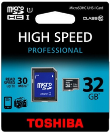 Карта памяти Toshiba 32 GB microSDHC Class 10 UHS-I + SD adapter SD-C032UHS1