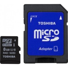 Карта памяти TOSHIBA microSDHC 8 GB Class 10+SD ADAPTER (SD-C008UHS1(6A)