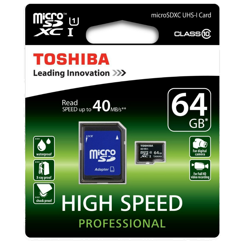 Карта памяти TOSHIBA microSDXC 64 GB Class 10 UHS-I Тип карты micro-SDXC