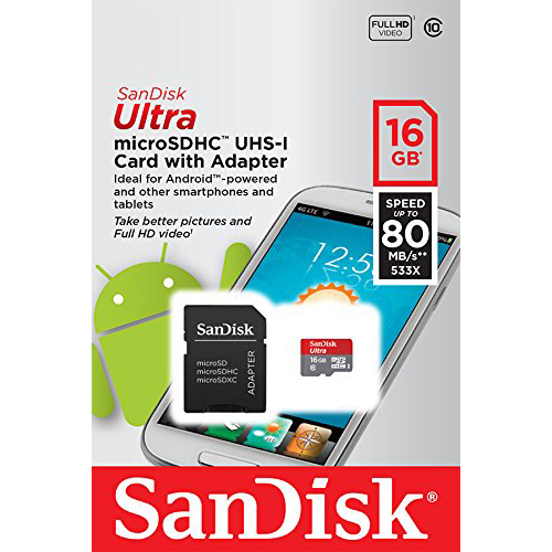 Карта памяти SANDISK microSDHC 16GB Mobile Ultra Class 10 (SDSQUNC-016G-GN6MA) Объём памяти 16 Гб