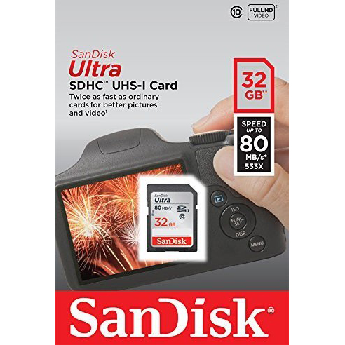 Карта памяти SANDISK SDHC 32GB Ultra Class 10 (SDSDUNC-032G-GN6IN) Класс UHS-I (U1)