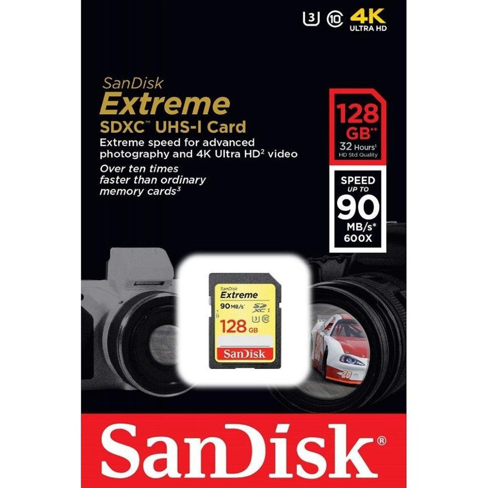 Карта пам'яті SANDISK Extreme SDXC 128GB Class 10 UHS-I U3 R90/4K Тип карти SDXC