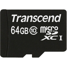 Карта пам'яті TRANSCEND MicroSDXC 64GB (Class 10) + SD адаптер (TS64GUSDXC10)