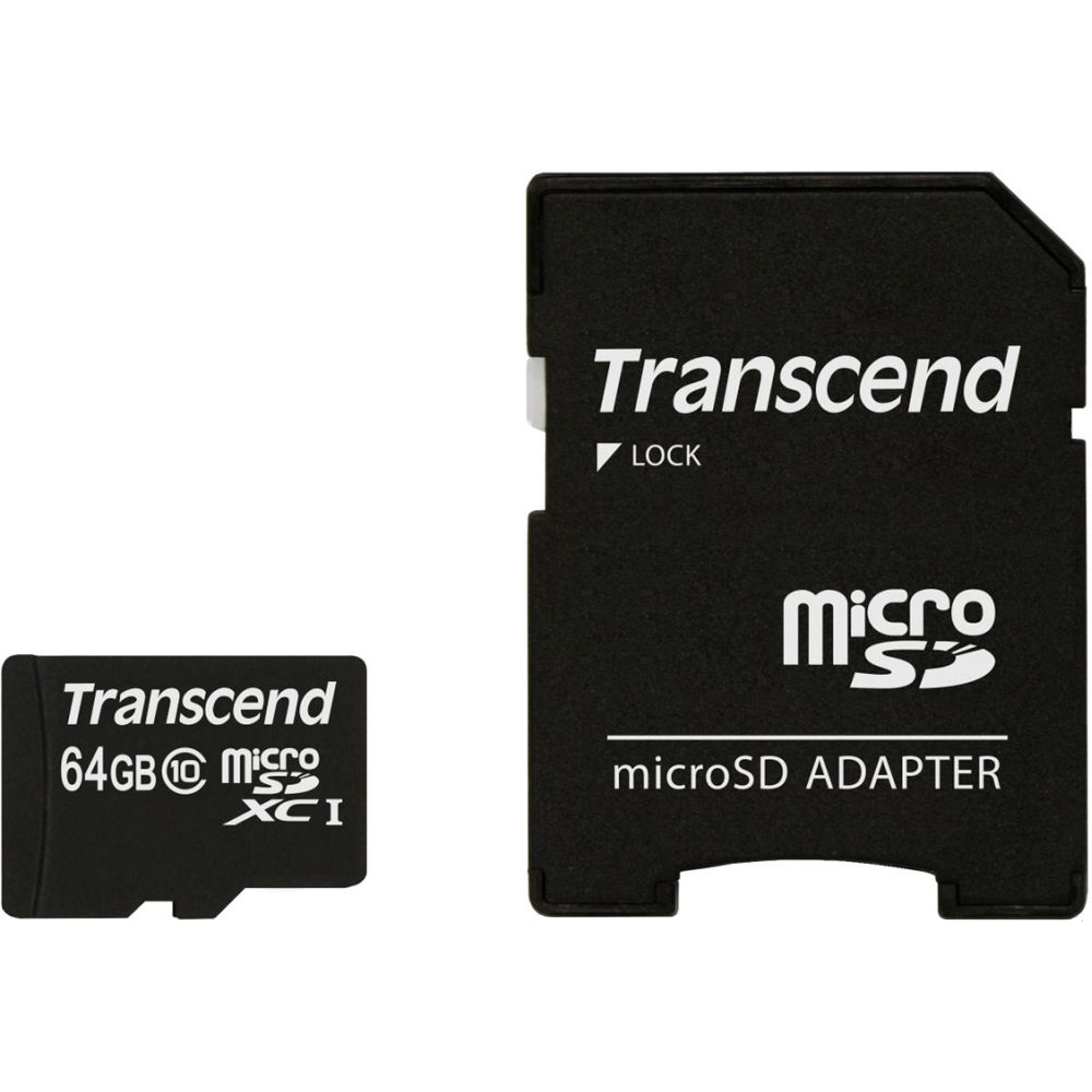 Карта пам'яті TRANSCEND MicroSDXC 64GB (Class 10) + SD адаптер (TS64GUSDXC10) Тип карти micro-SDXC