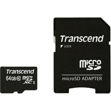 Карта пам'яті TRANSCEND MicroSDXC 64GB (Class 10) + SD адаптер (TS64GUSDXC10)