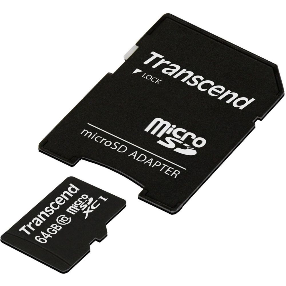 Карта пам'яті TRANSCEND MicroSDXC 64GB (Class 10) + SD адаптер (TS64GUSDXC10) Об'єм пам'яті 64 Гб