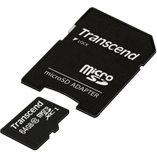 Карта пам'яті TRANSCEND MicroSDXC 64GB (Class 10) + SD адаптер (TS64GUSDXC10)