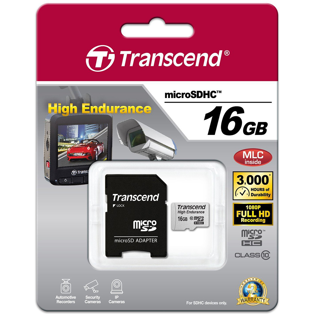 Карта памяти TRANSCEND microSDHC 16 GB Class 10 High Endurance (TS16GUSDHC10V)