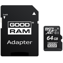 Карта пам'яті GOODRAM microSDXC 64GB Class 10 UHS I + adapter (M1AA-0640R11)