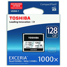 Карта памяти TOSHIBA Compact Flash 128 Gb 1000x R150, W120MB/s (CF-128GTGI(8)