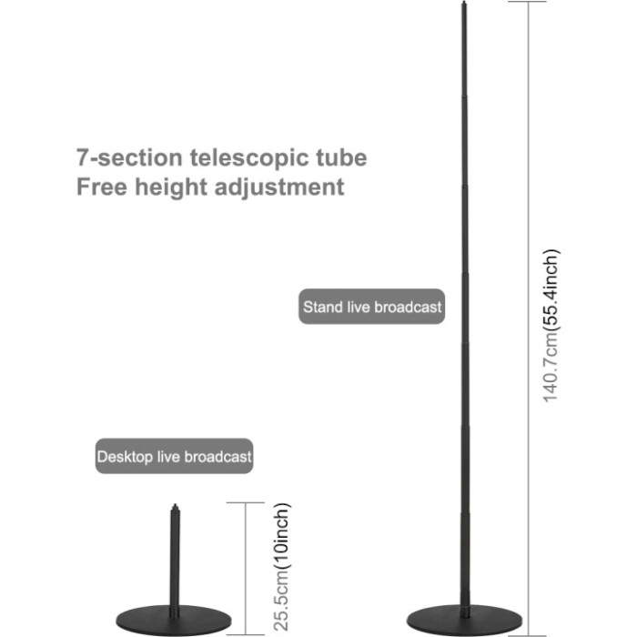 Кольцевая LED лампа PULUZ USB 10.2" + крепление 140 см (PKT3039) Дополнительные особенности наружный диаметр 260 мм, внутренний диаметр 210 мм, 80 светодиодов, яркость лампы 24-26 lm, цветовая температура белого света 6500K, температура теплого белого цвета 3200K